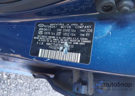 2017 Hyundai Accent Se z USA, uszkodzony, nr VIN KMHCT5AE8HU338810